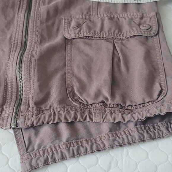 American Eagle Jacket Womens Size M Burgundy Zip Up Utility Military Hoodie - Picture 6 of 13